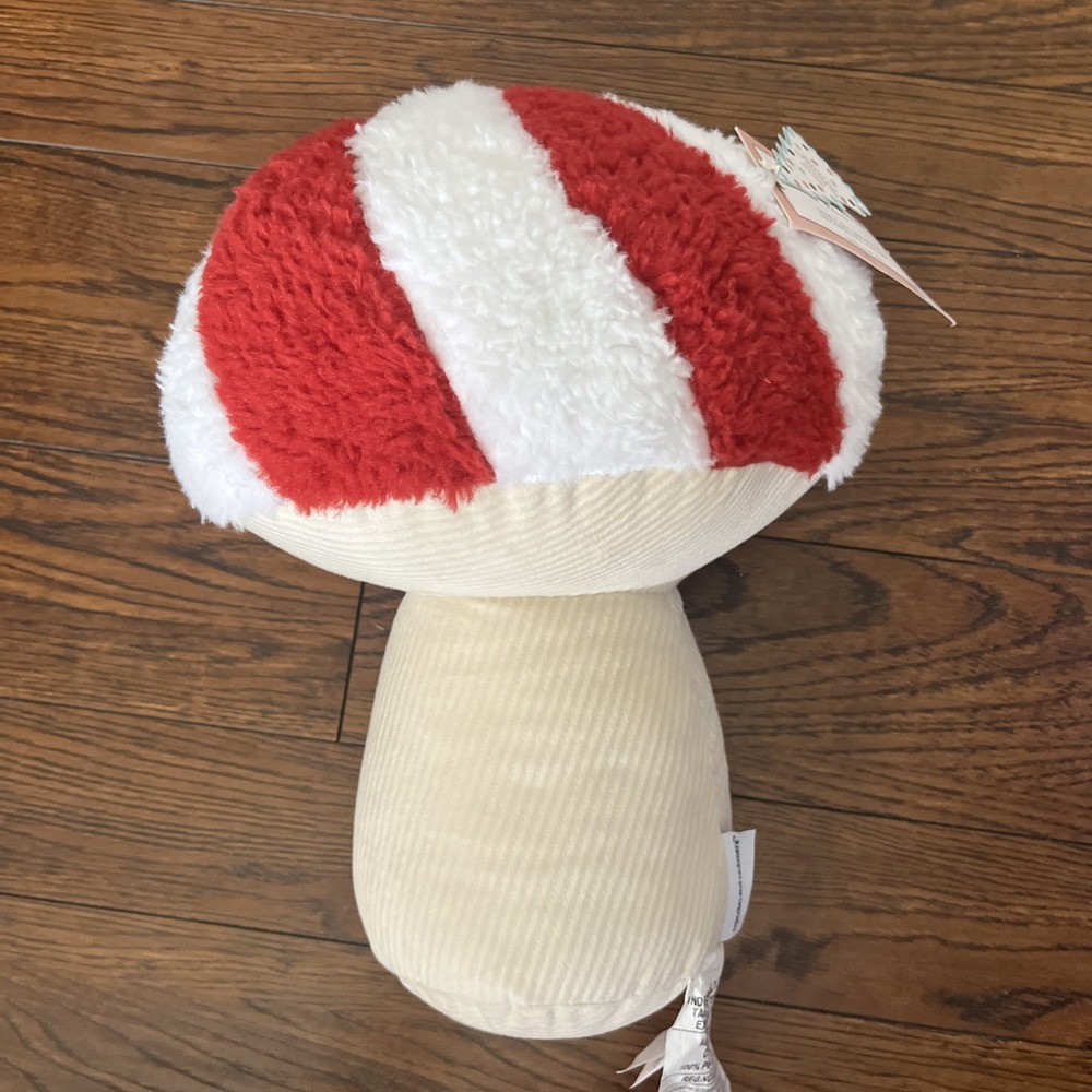 Cupcakes And Cashmere Peppermint Mushroom Pillow Holiday NEW 13 1/2"